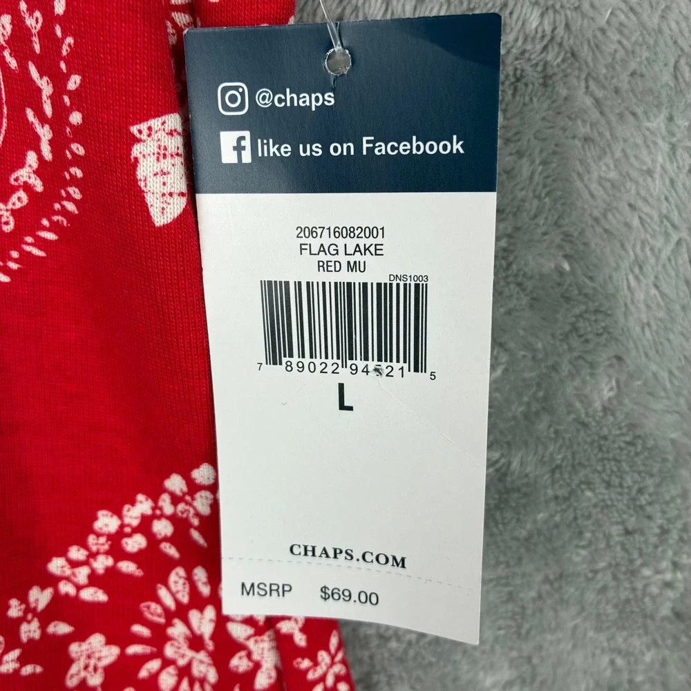 NWT Chaps Dress Bandana Print Red L Tie Front Short Sleeve Casual Fourth of July - Picture 4 of 9